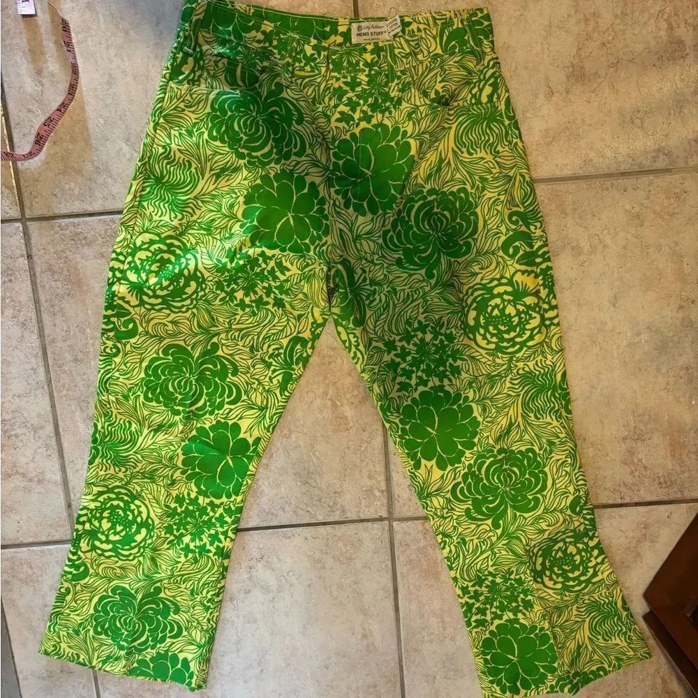 Vintage Lilly Pulitzer Mens Stuff Palm Beach Mod Floral Print Signature Pants